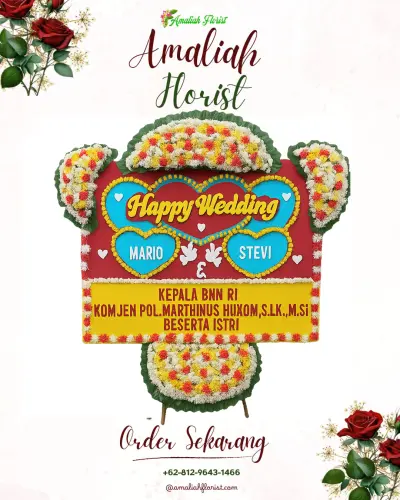 Karangan Papan Bunga Pernikahan di Pantoloan Boya